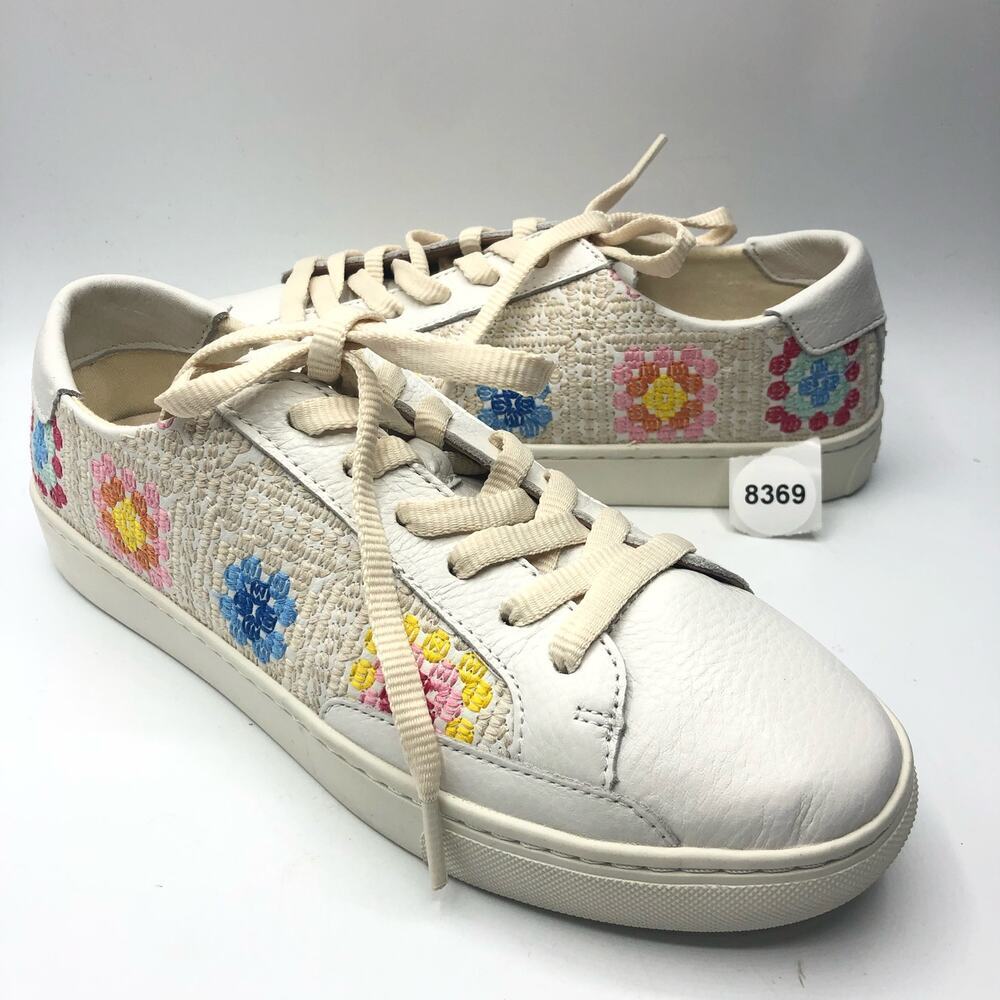 Soludos Ibiza Sweater Sneaker Lace Up White/ Multicolor Size US 8.5 - Picture 12 of 12